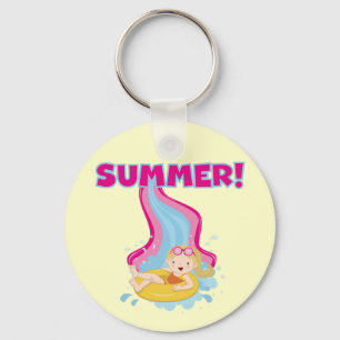 Blonde Girl Summer Keychain