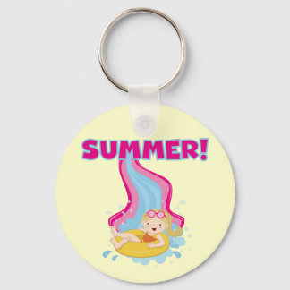Blonde Girl Summer Keychain