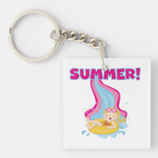 Blonde Girl Summer Keychain