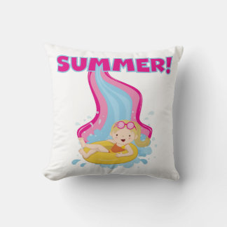 Blonde Girl Summer Throw Pillow
