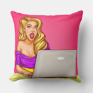 Blonde Girl Throw Pillow