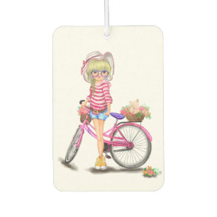 Blonde Girl with Pink Bike Air Freshener