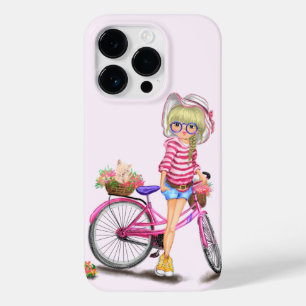 Blonde Girl with Pink Bike Case-Mate iPhone 14 Pro Case