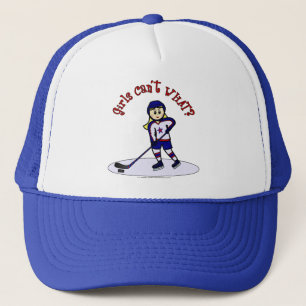 Blonde Girls Hockey Player Trucker Hat