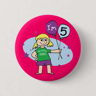 Blonde Girls I'm 5 5th Birthday 2 Inch Round Button