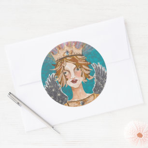Blonde Guardian Angel Princess Priestess Paloma Classic Round Sticker