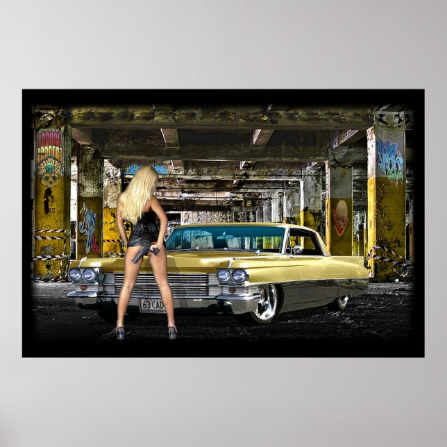 blonde,gun,cadillac poster (Front)