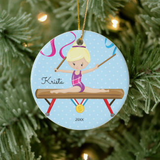 Blonde Gymnast Gymnastics Christmas Ornament
