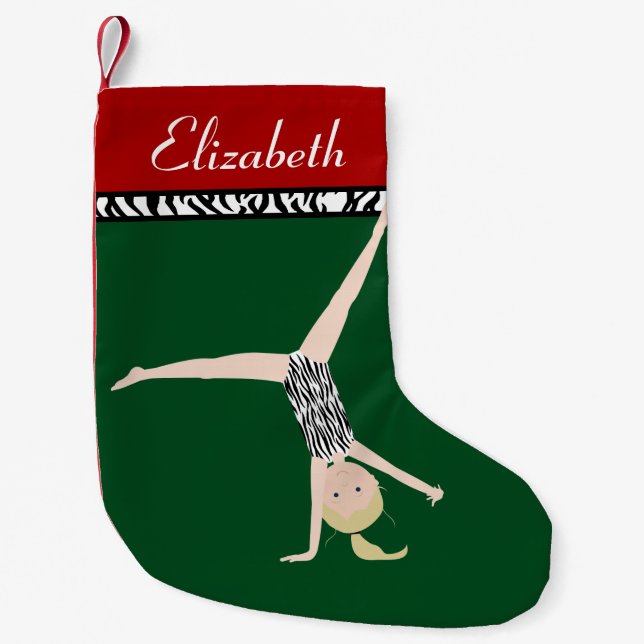 Blonde Gymnast Personalized Christmas Small Christmas Stocking (Front)