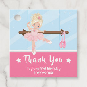 Blonde Hair Ballerina Pink Birthday Thank You Favo Favour Tags