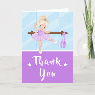 Blonde Hair Ballerina Purple Birthday Thank You Ca