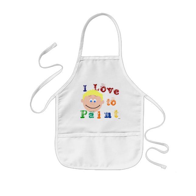 Blonde Hair Boys Smiling Face Painting Apron (Front)