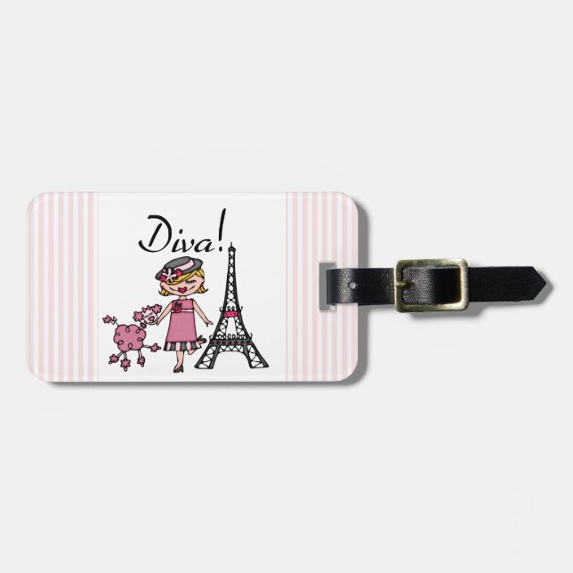 Blonde Hair Diva Luggage Tag (Front Horizontal)