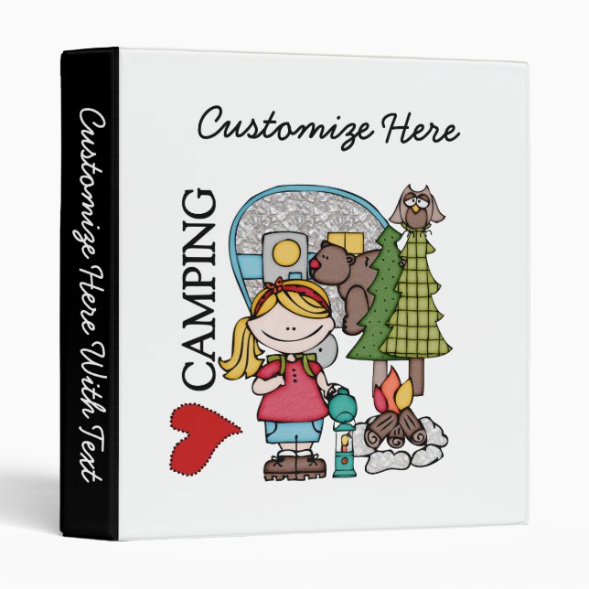 Blonde Hair Girl I Love Camping Binder (Front/Spine)