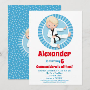 Blonde Hair Karate Judo Boys Invitation Anniversai