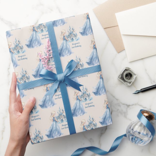 Blonde Hair Princess and Castle Wrapping Paper (Gifting)
