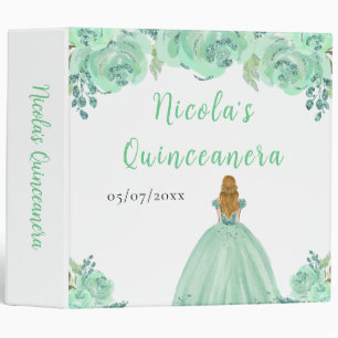 Blonde Hair Princess Mint Quinceanera Photo Album Binder
