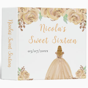 Blonde Hair Princess Peach Floral Sweet Sixteen Binder