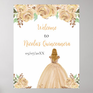 Blonde Hair Princess Peach Quinceanera Welcome Poster