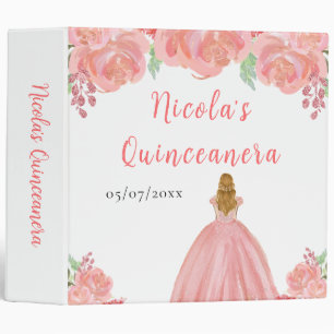 Blonde Hair Princess Pink Quinceanera Photo Album Binder