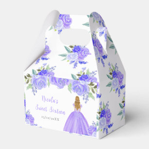 Blonde Hair Princess Purple Floral Sweet Sixteen Favor Box