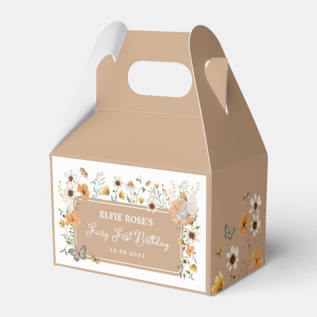 Blonde Haired Fairy Fall Wildflower Garden Party Favor Box (Front Side)