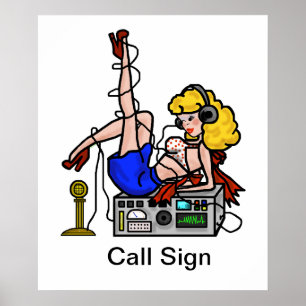 Blonde Ham Radio Pin-up Girl Poster  Customize It!
