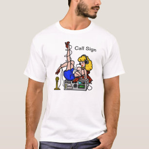 Blonde Ham Radio Pin-up Girl Tshirt Customize It