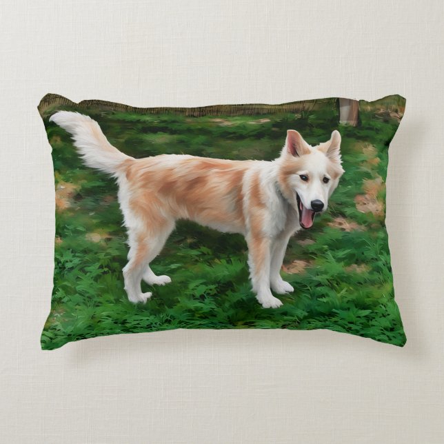 Blonde Husky Girl Accent Pillow (Front)