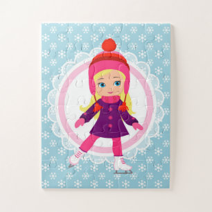 Blonde Ice Skater - Winter Sports Skating Jigsaw Puzzle
