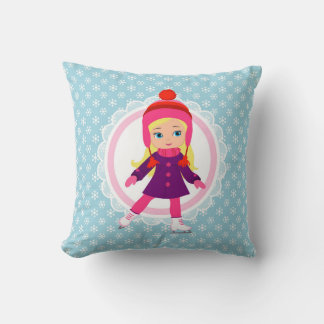 Blonde Ice Skater - Winter Sports Skating Throw Pillow