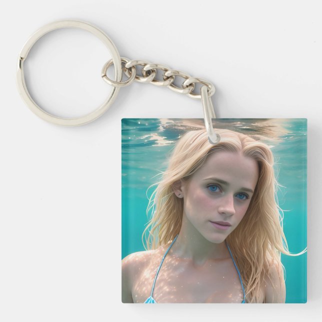 Blonde in a Bikini Underwater  Keychain (Front)