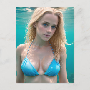 Blonde in a Bikini Underwater Photo Postcard