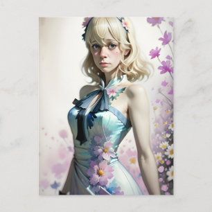 Blonde in a Floral Dress Postcard