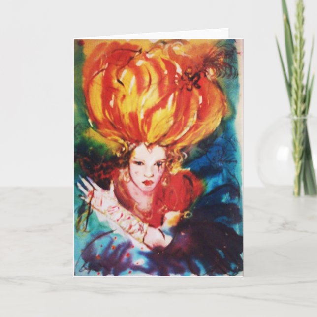 BLONDE IN RED MONOGRAM NOTE CARD (Front)