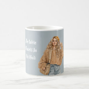 Blonde Jeans Flowers in Her Hair Coffee Mug