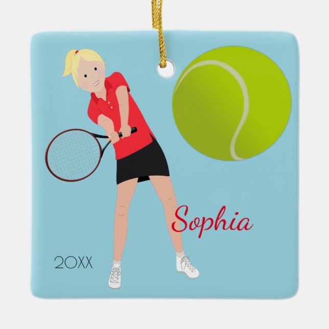 Blonde Joueur de tennis Keepsaké Ornement (Devant)