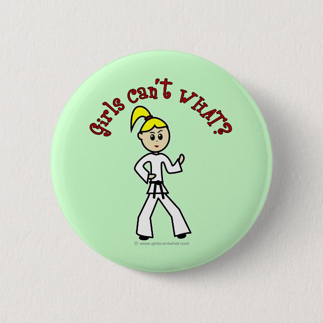 Blonde Karate Girl 2 Inch Round Button (Front)