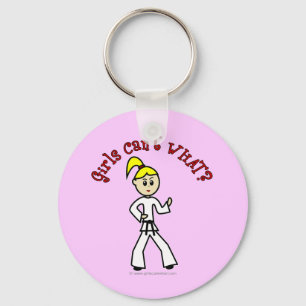Blonde Karate Girl Keychain