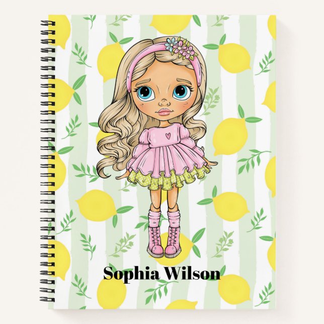 Blonde Little Girl with Lemons Notebook (Front)