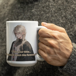Blonde Long Hair Pretty Anime Guy Coffee Mug