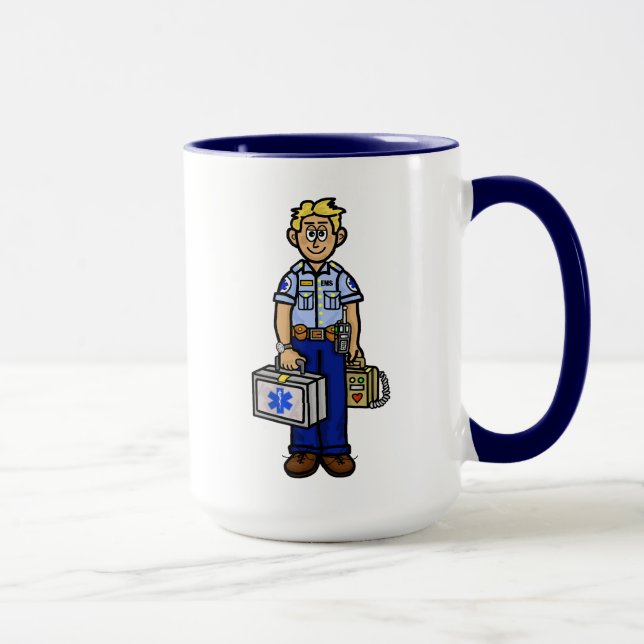 Blonde Male EMS Personalized Name Mug (Right)