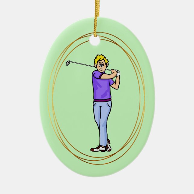Blonde Male Golfer Personalized Ornament (Front)