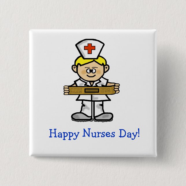 Blonde Male Nurse Button to Customize (Front)