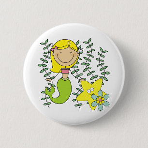 Blonde Mermaid 2 Inch Round Button