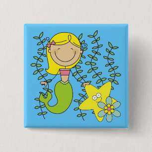 Blonde Mermaid 2 Inch Square Button