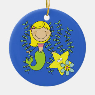 Blonde Mermaid Ceramic Ornament