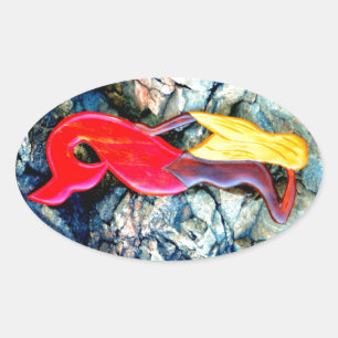 blonde mermaid in red oval sticker