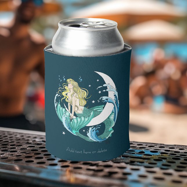 Blonde Mermaid Moon Fantasy Art Deco Can Cooler (Creator Uploaded)