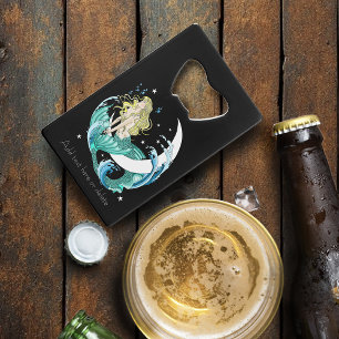 Blonde Mermaid Moon Fantasy Art Deco Credit Card Bottle Opener